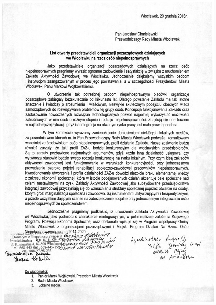 Organizacje działające na rzecz osób niepełnosprawnych zareagowały listem otwartym (poniżej) do Chmielewskiego.