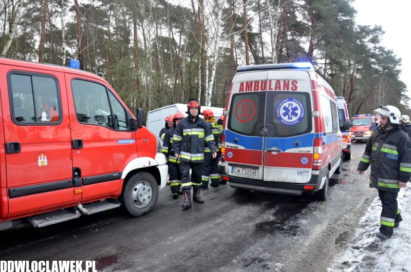 Groźny wypadek pod Włocławkiem! Bus wypadł z drogi i uderzył w drzewo!