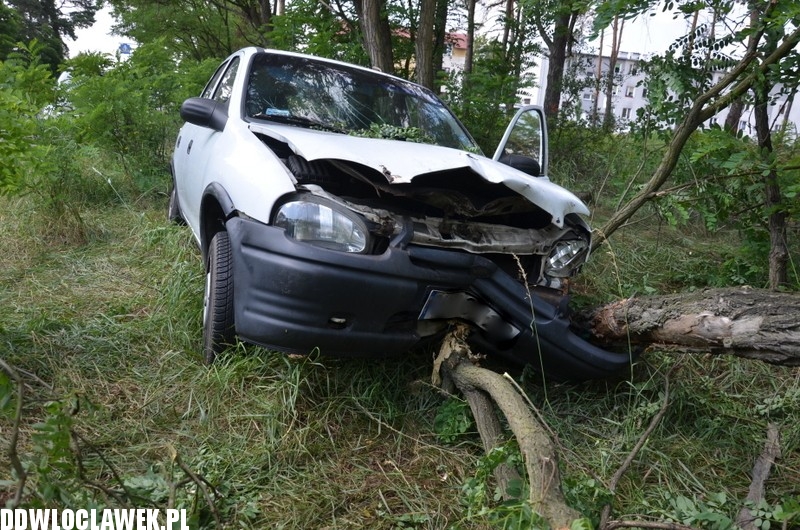 Opel uderzył w drzewo na alei Jana Pawła II