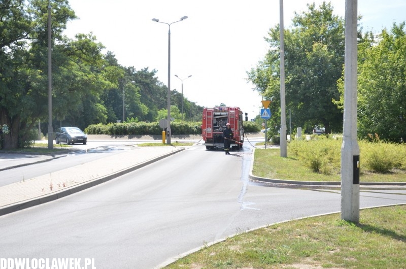 Straż pożarna sprząta rondo Falbanka