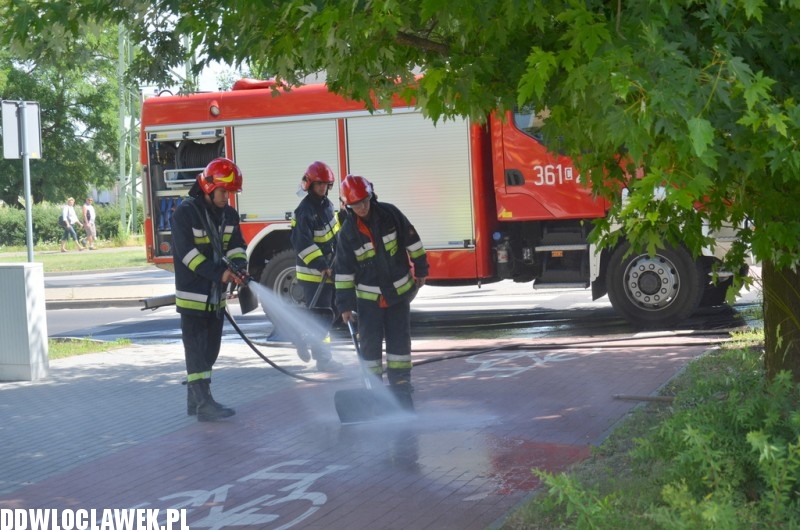 Straż pożarna sprząta rondo Falbanka