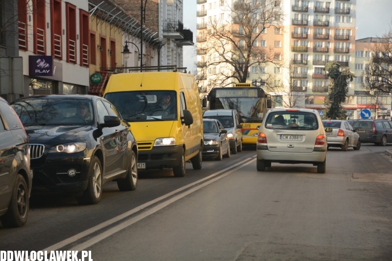 Zakorkowane ulice Włocławka