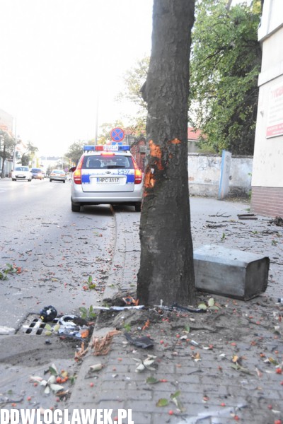 Uderzył autem w drzewo na Brzeskiej