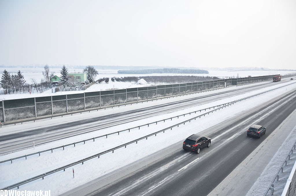 Zima na autostradzie A1 pod Włocławkiem