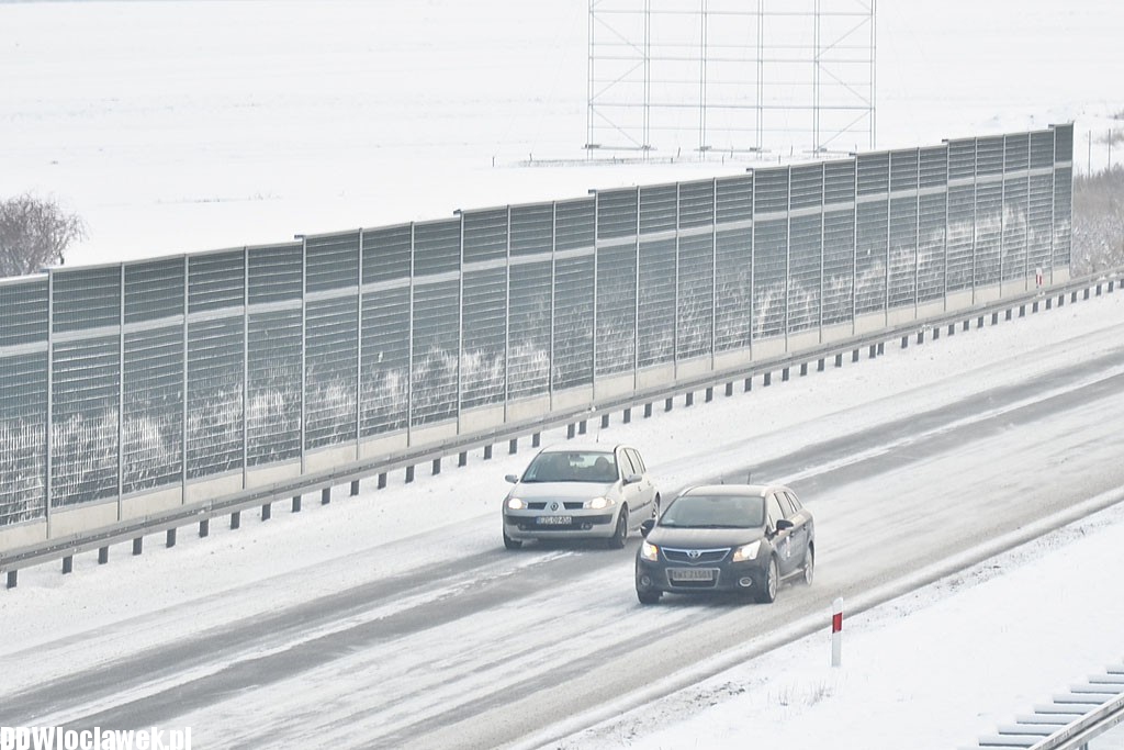 Zima na autostradzie A1 pod Włocławkiem