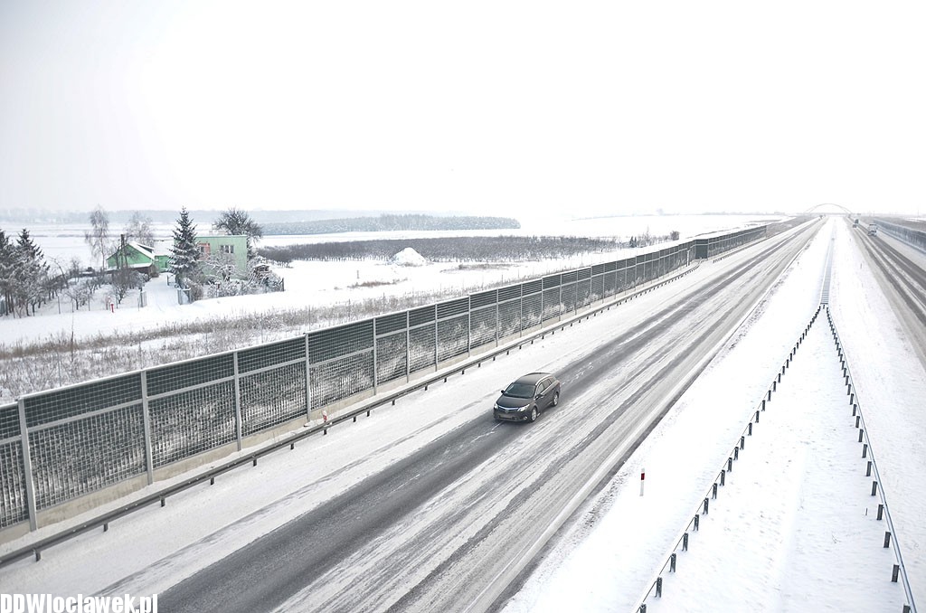 Zima na autostradzie A1 pod Włocławkiem