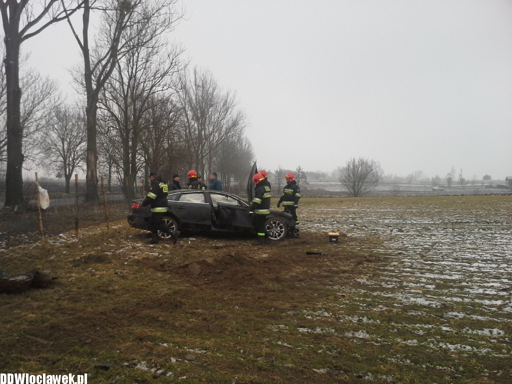 Audi A5 wypadło z drogi