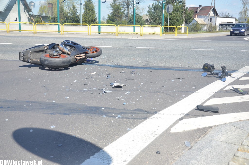 Wypadek - motocyklista uciekł z miejsca zdarzenia
