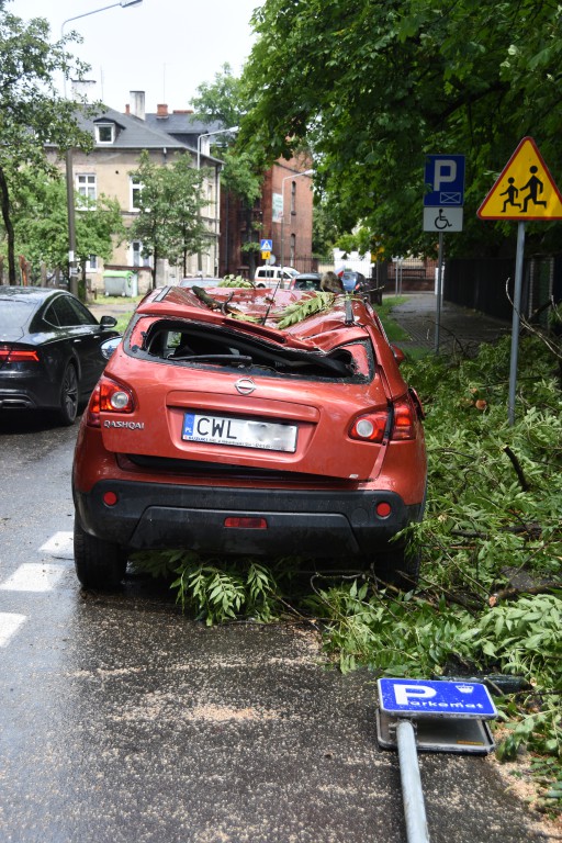 Powalone drzewa uszkodziły auta