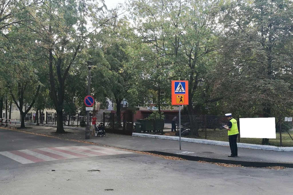 Sprawdzają znaki drogowe przy szkołach
