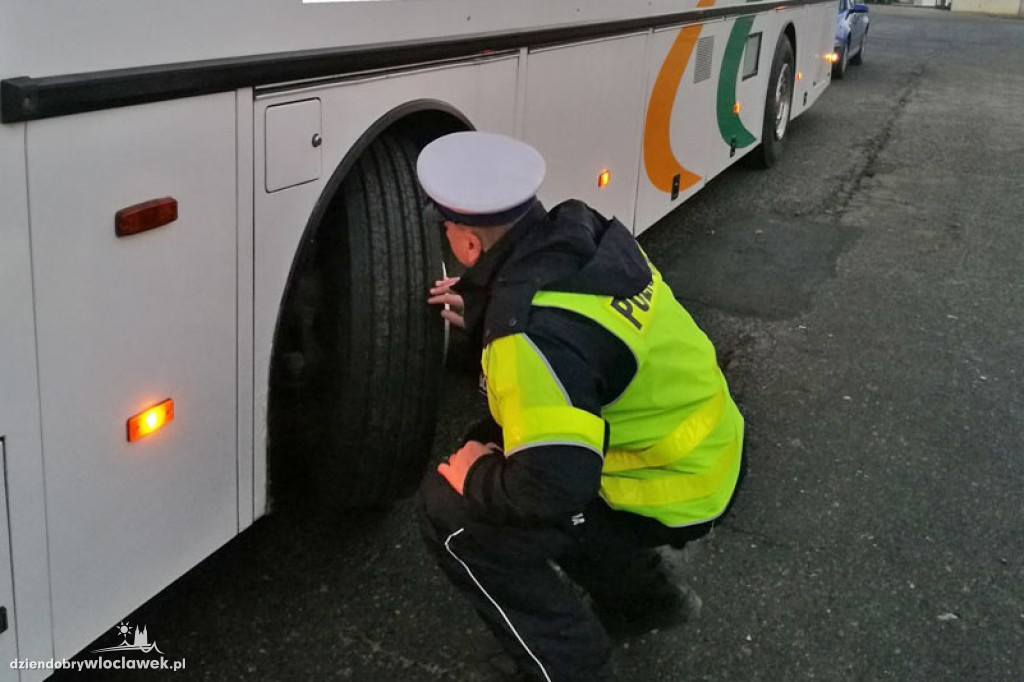Policjanci kontrolują autokary