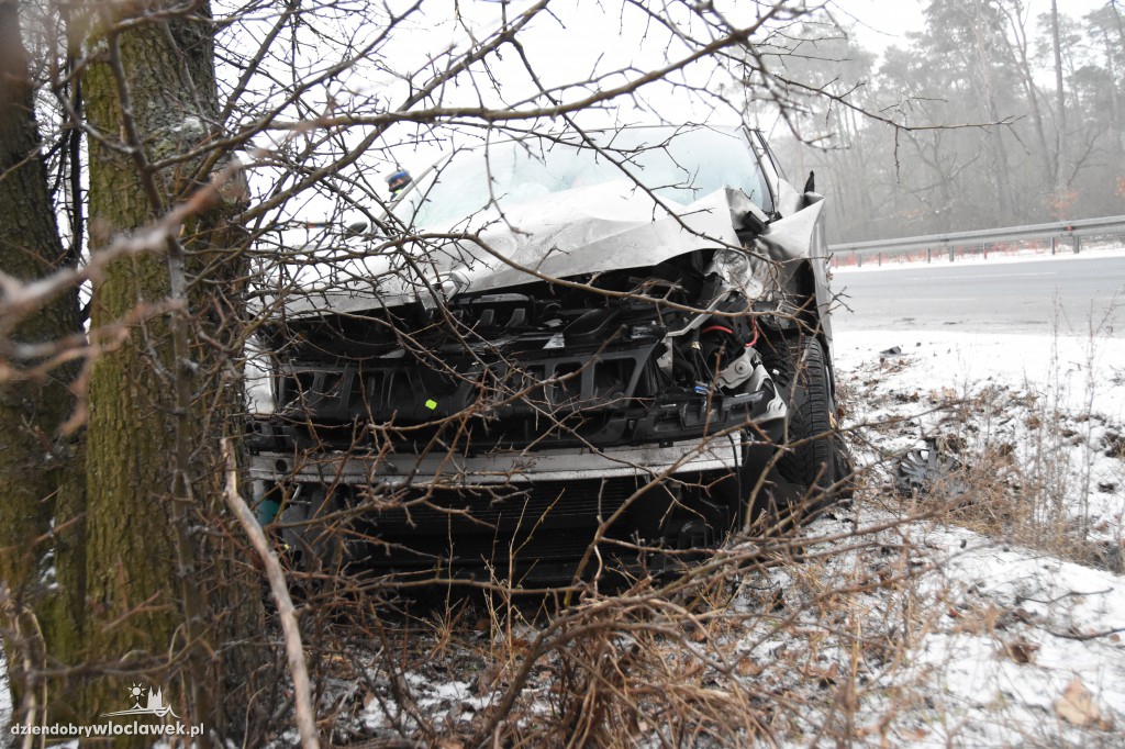 Na DK nr 91 auto uderzyło w drzewo