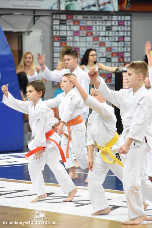 Pokaz karate na meczu Anwilu z AZS-em