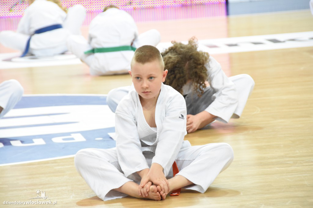 Pokaz karate na meczu Anwilu z AZS-em