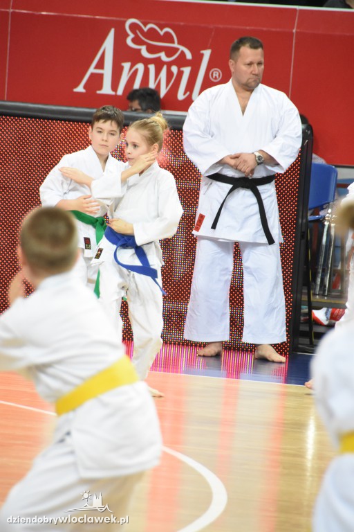 Pokaz karate na meczu Anwilu z AZS-em