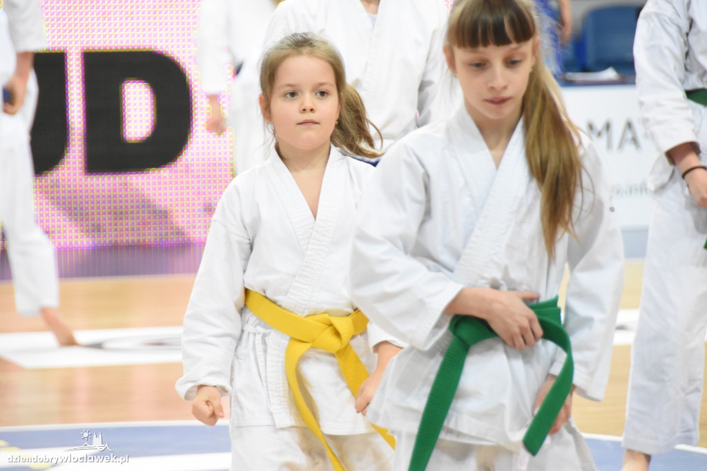 Pokaz karate na meczu Anwilu z AZS-em