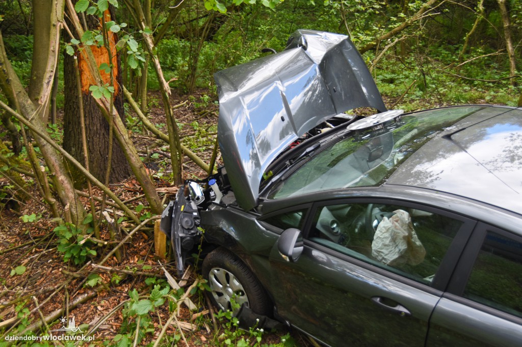 Auto wjechało do rowu pod Włocławkiem