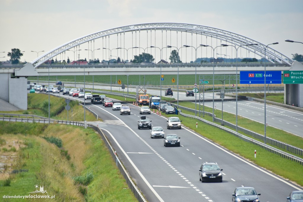 Autostrada pod Włocławkiem w korkach