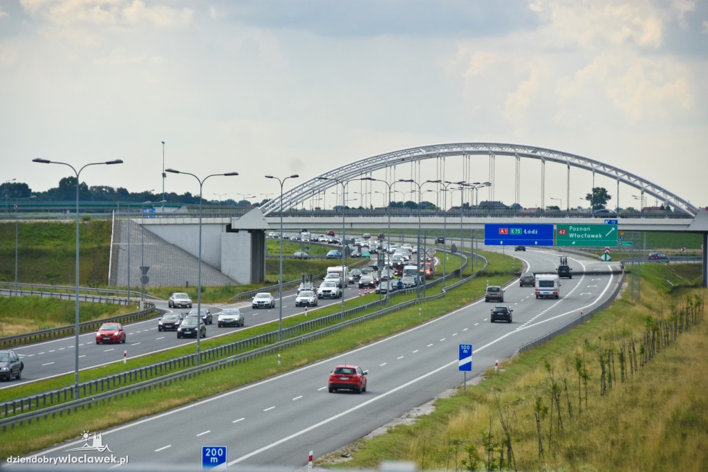 Autostrada pod Włocławkiem w korkach