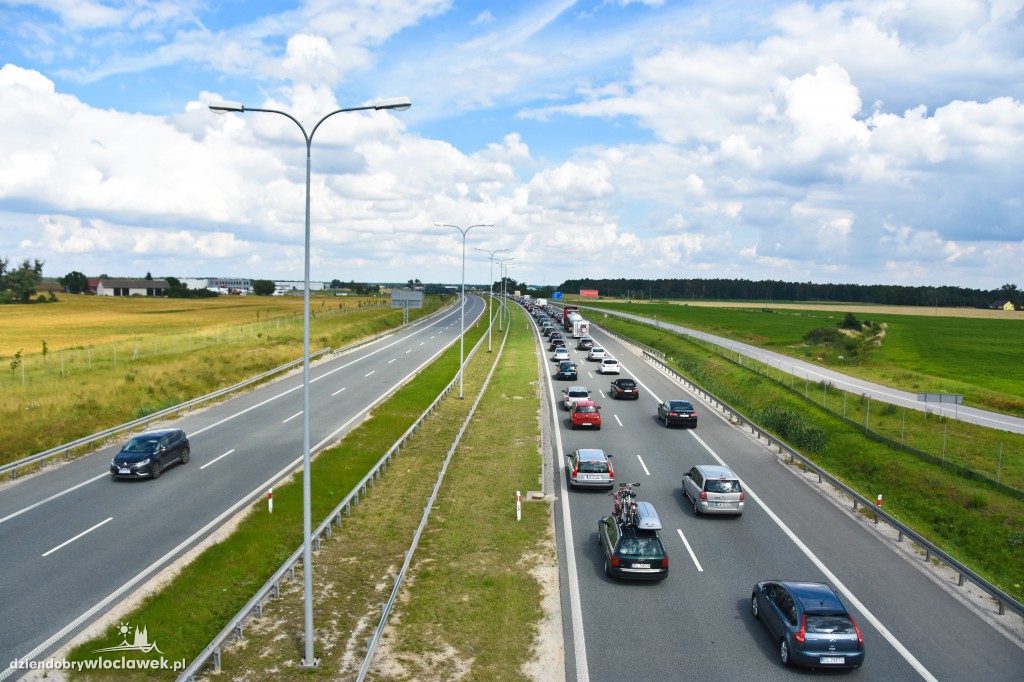 Autostrada pod Włocławkiem w korkach