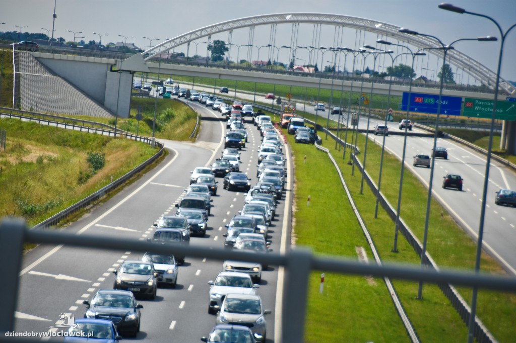 Autostrada pod Włocławkiem w korkach