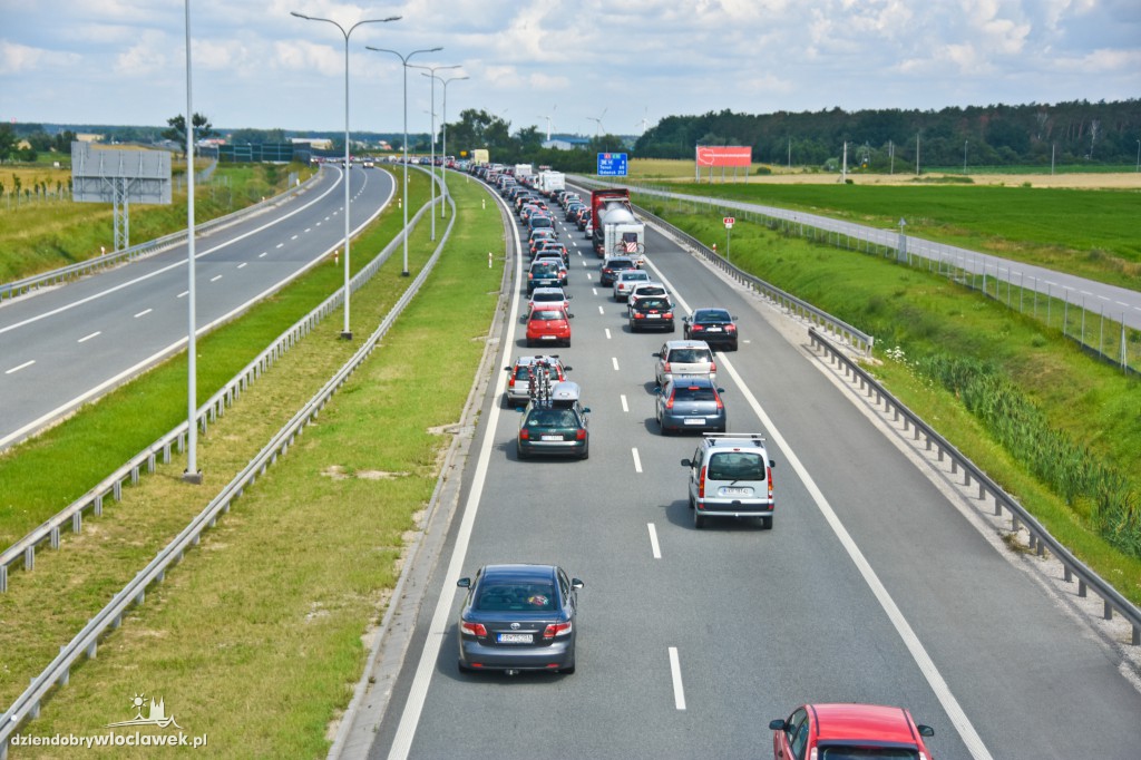 Autostrada pod Włocławkiem w korkach