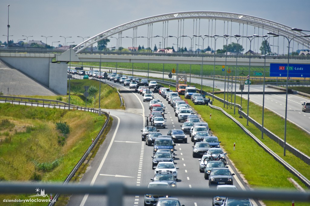 Autostrada pod Włocławkiem w korkach