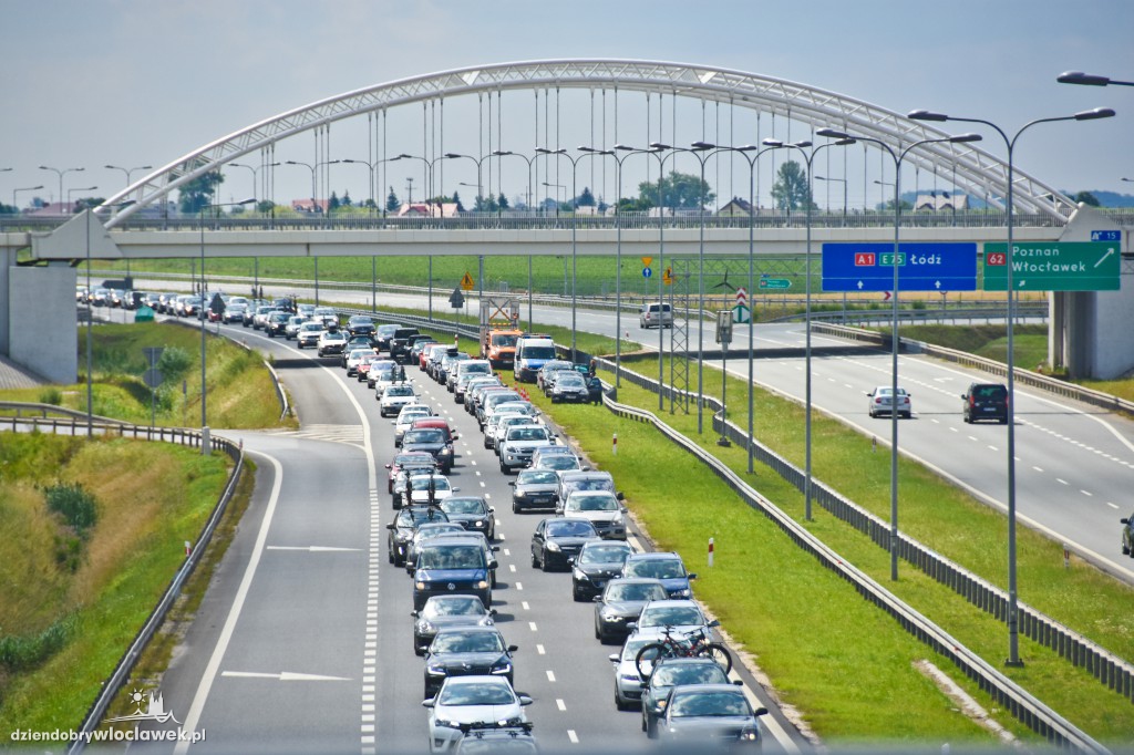 Autostrada pod Włocławkiem w korkach