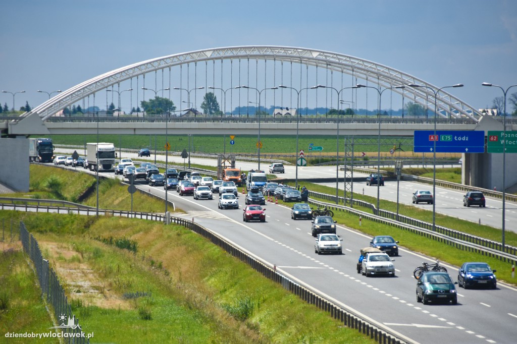 Autostrada pod Włocławkiem w korkach