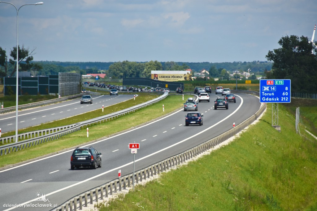 Autostrada pod Włocławkiem w korkach