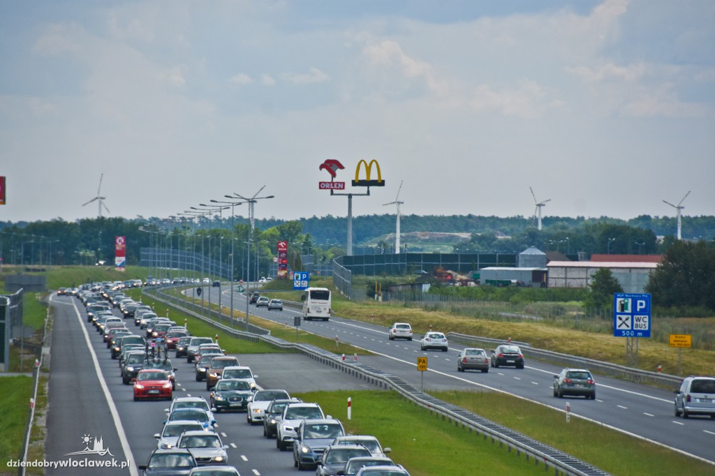 Autostrada pod Włocławkiem w korkach