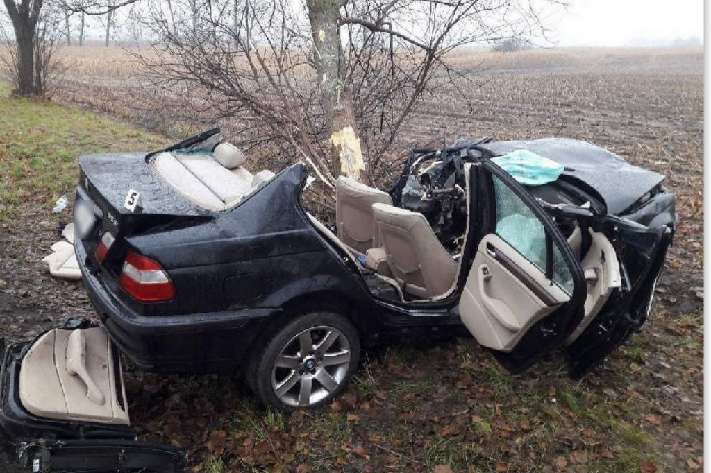 BMW uderzyło w drzewo