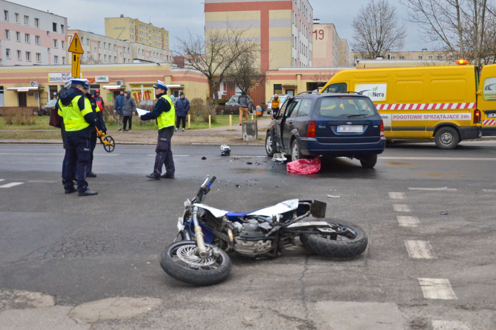 Zderzenie forda i motocykla na ul. Polnej