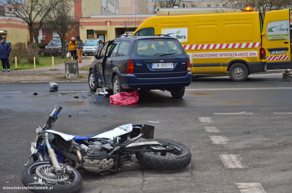 Zderzenie forda i motocykla na ul. Polnej