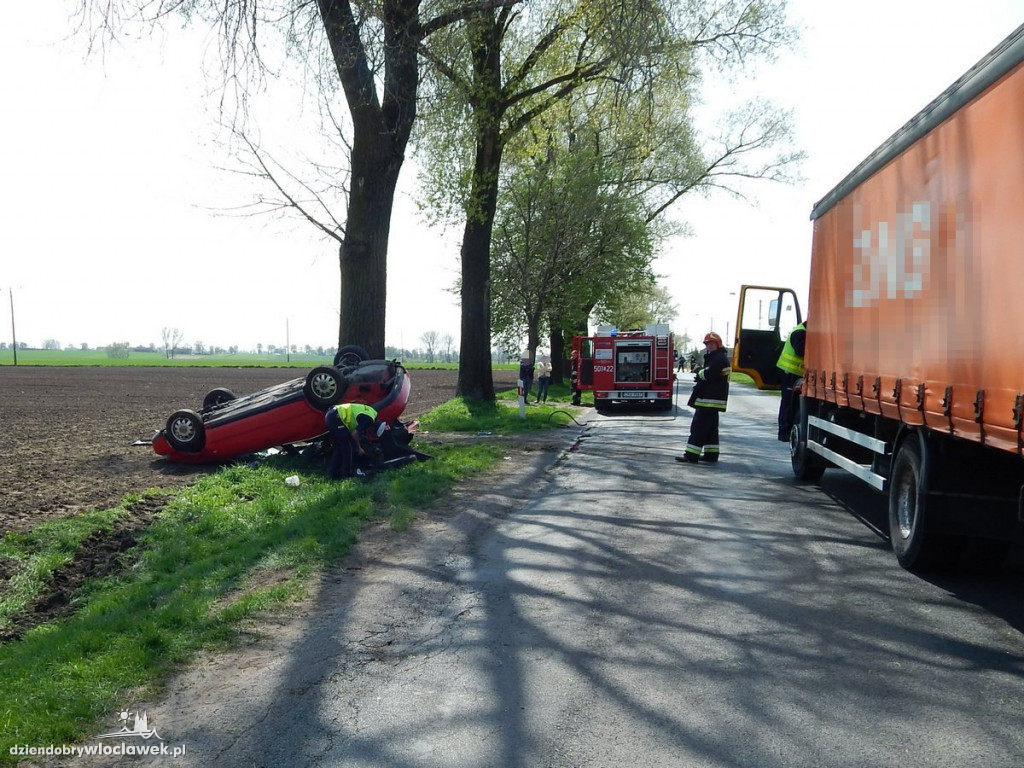 Uderzył w drzewo, a za chwilę dachował