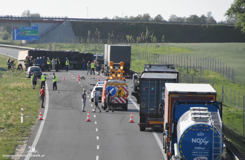 Wypadek na A1. Nie żyje jedna osoba