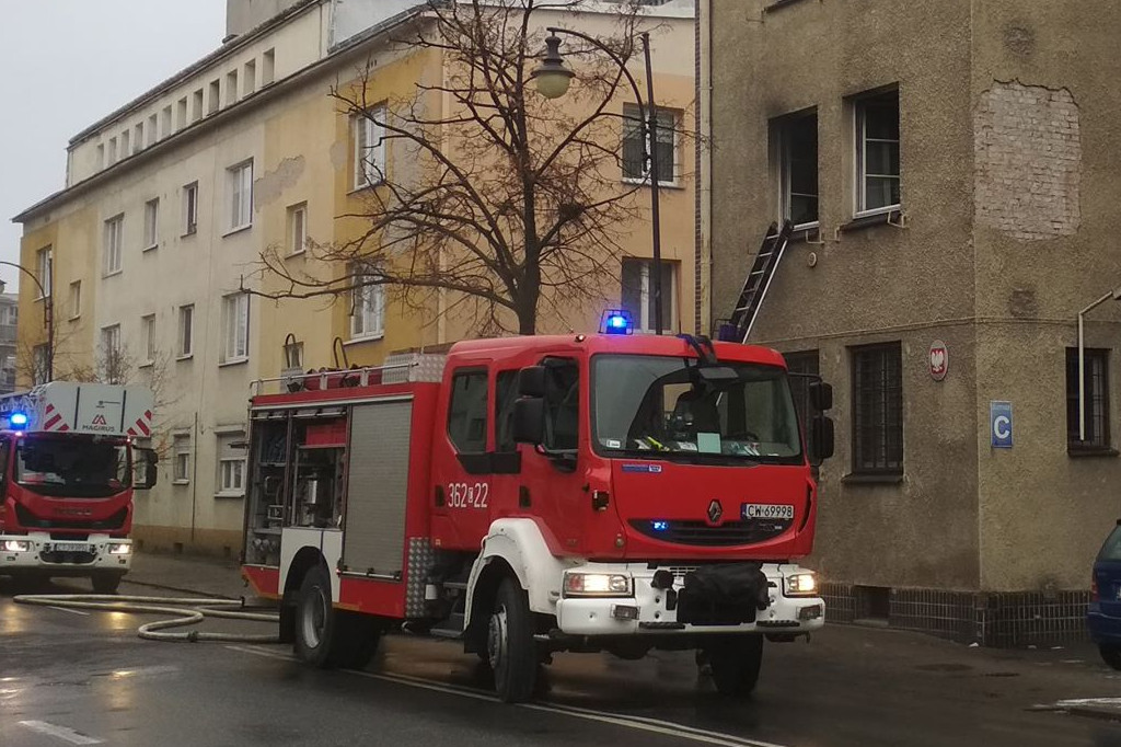 Pożar w budynku poczty przy Chopina