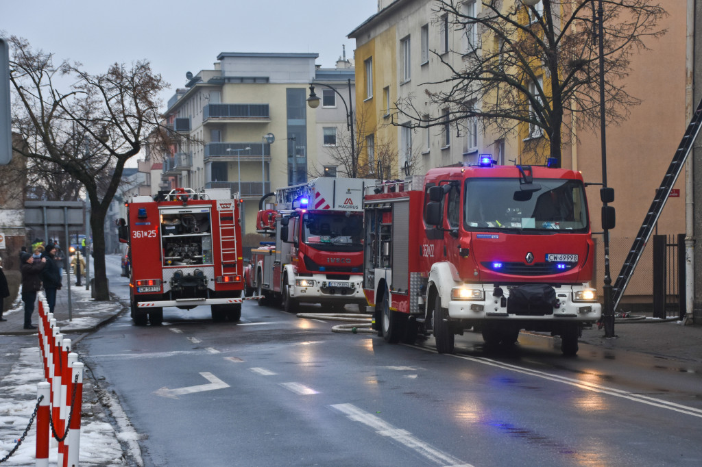 Pożar w budynku poczty przy Chopina