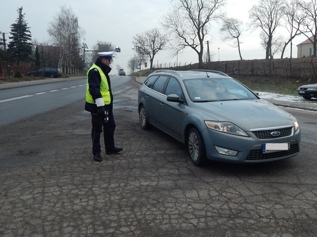 Działania policjantów na drodze krajowej