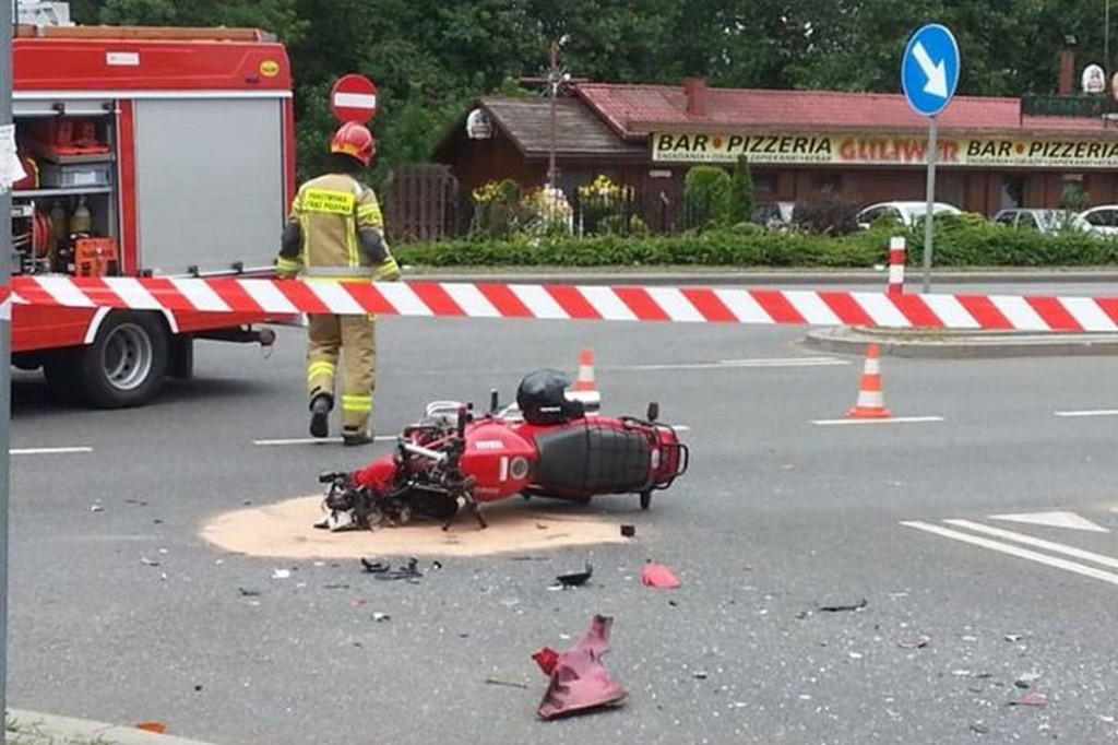 Wypadek osobówki i motocykla