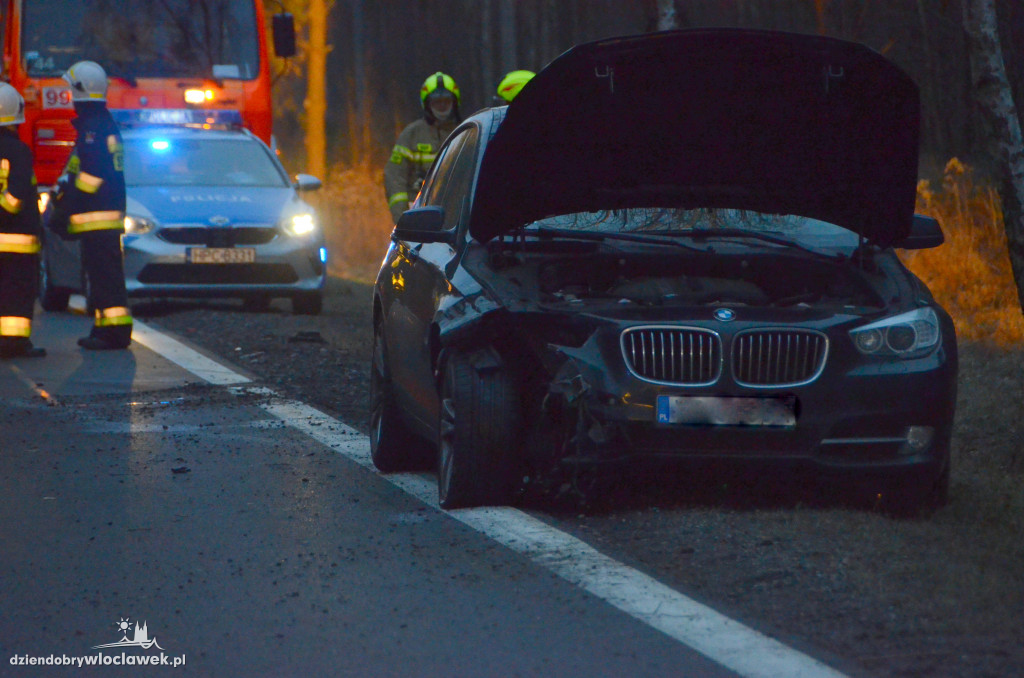 Auto w rowie przy DK 62 w kierunku Płocka