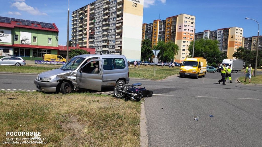 Zderzenie motocykla z osobówką