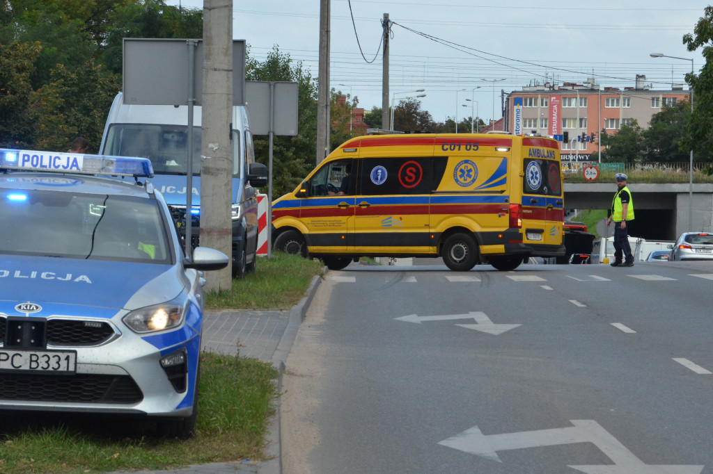 Potrącenie rowerzysty przy ul. Kapitulnej