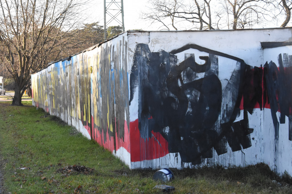 Mural Włocłavii Włocławek zniszczony