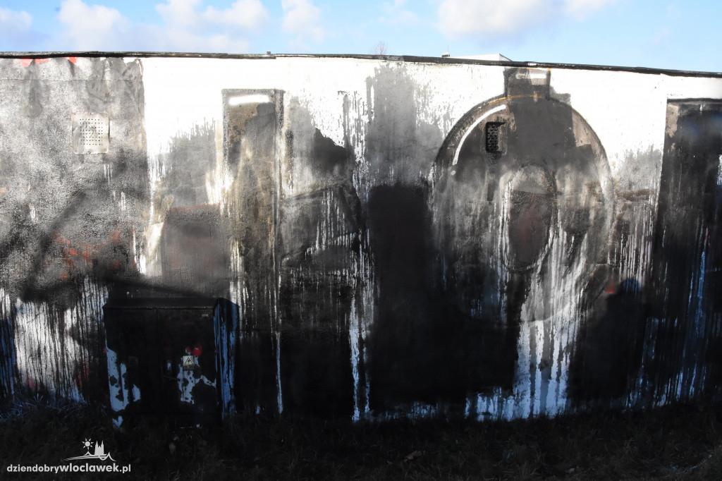 Mural Włocłavii Włocławek zniszczony