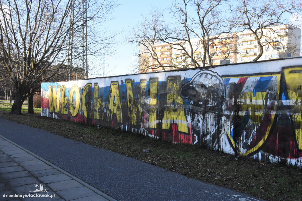 Mural Włocłavii Włocławek zniszczony