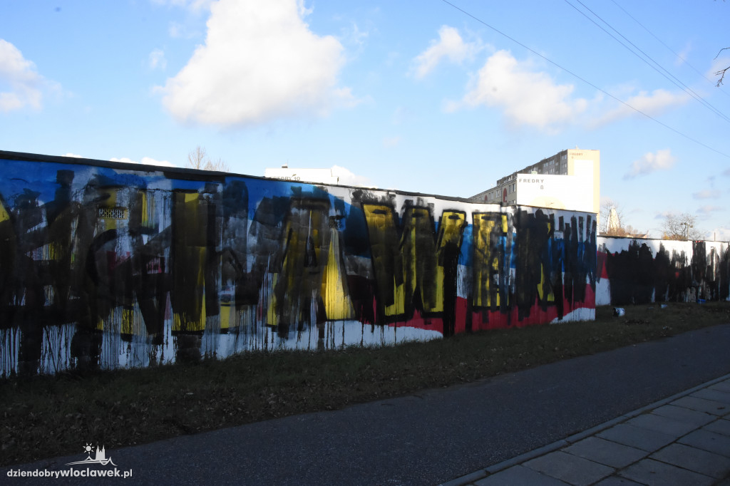 Mural Włocłavii Włocławek zniszczony