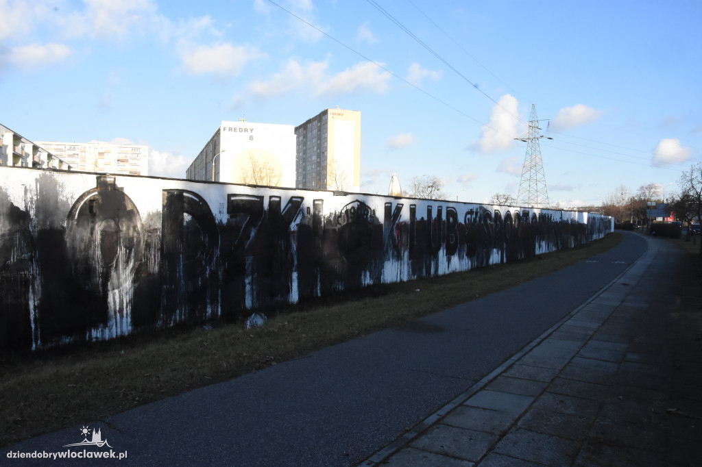 Mural Włocłavii Włocławek zniszczony