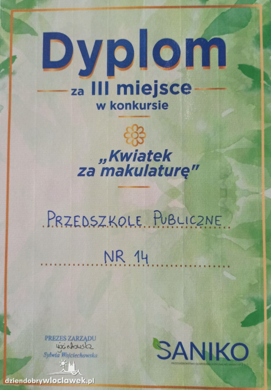 Konkurs `Kwiatek za makulaturę` zakończony