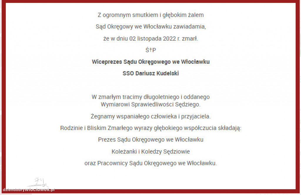 Nie żyje wiceprezes Sądu Okręgowego